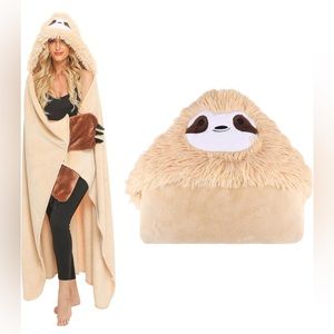 Brand New Sloth Blanket Fuzzy Soft Warm Wearable Hooded Blanket